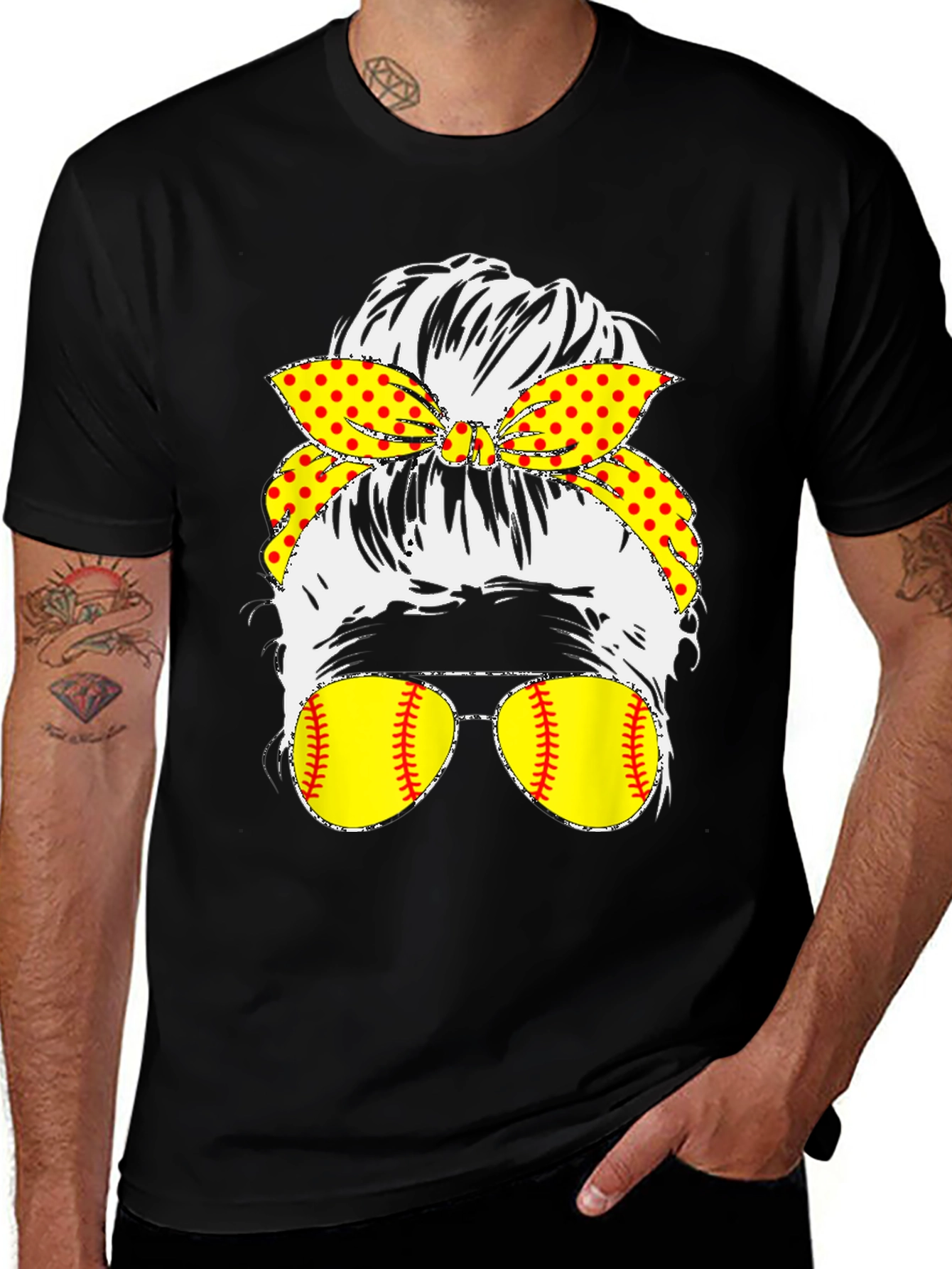 Softball Messy Bun T-Shirt