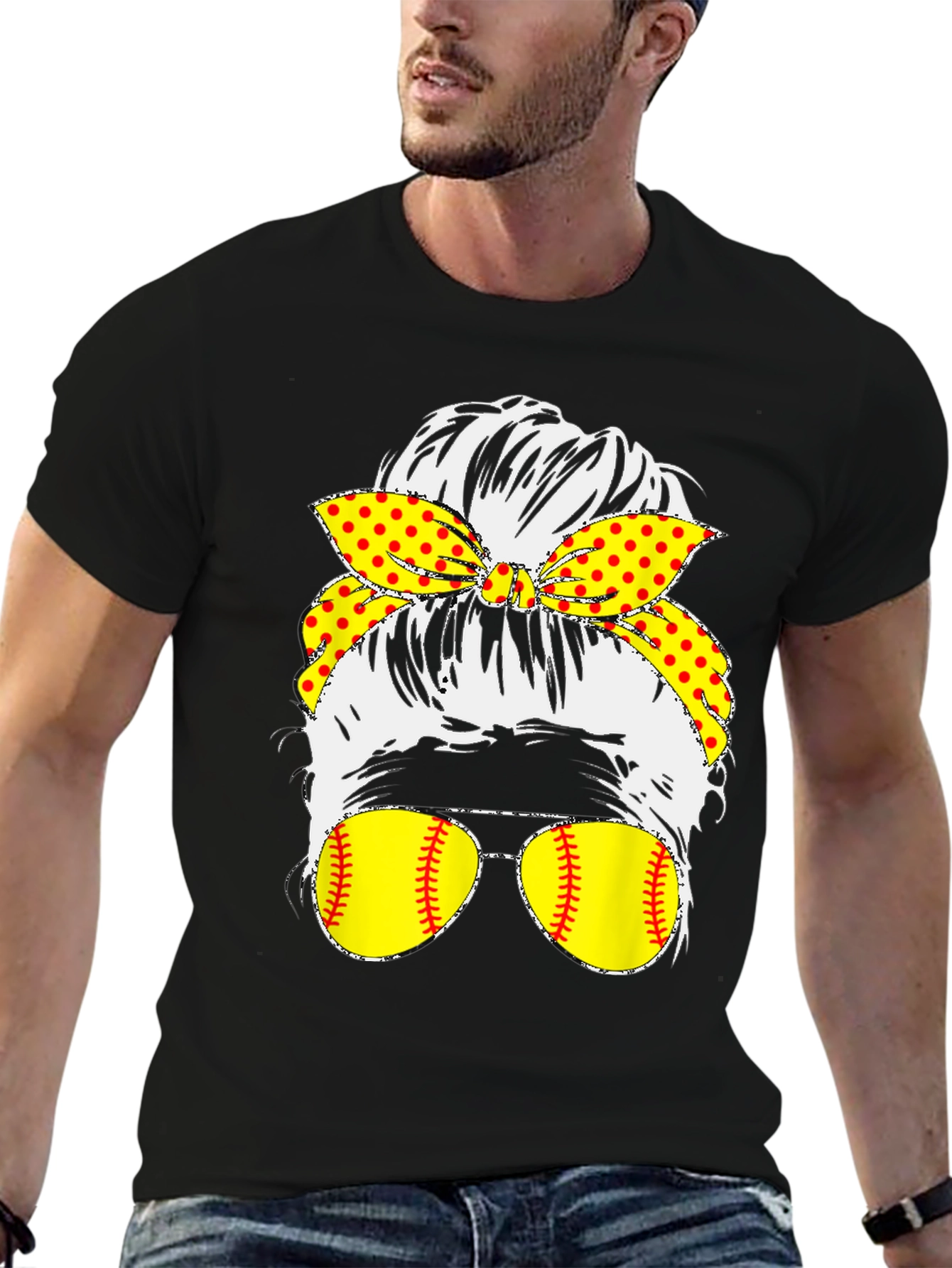 Softball Messy Bun T-Shirt