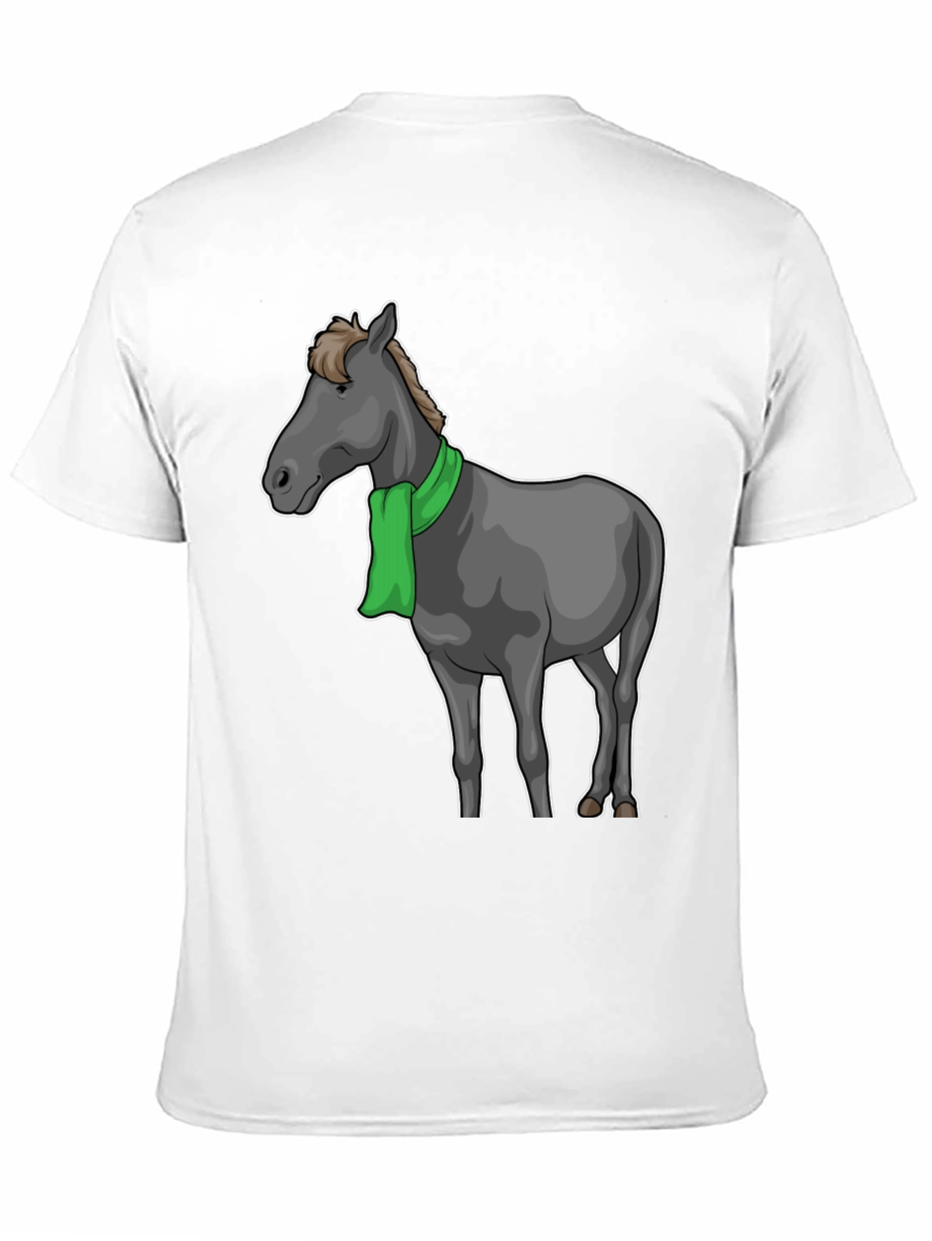 Horse Scarf Graphic Tee - Black Cotton T-Shirt