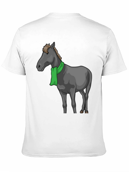 Horse Scarf Graphic Tee - Black Cotton T-Shirt