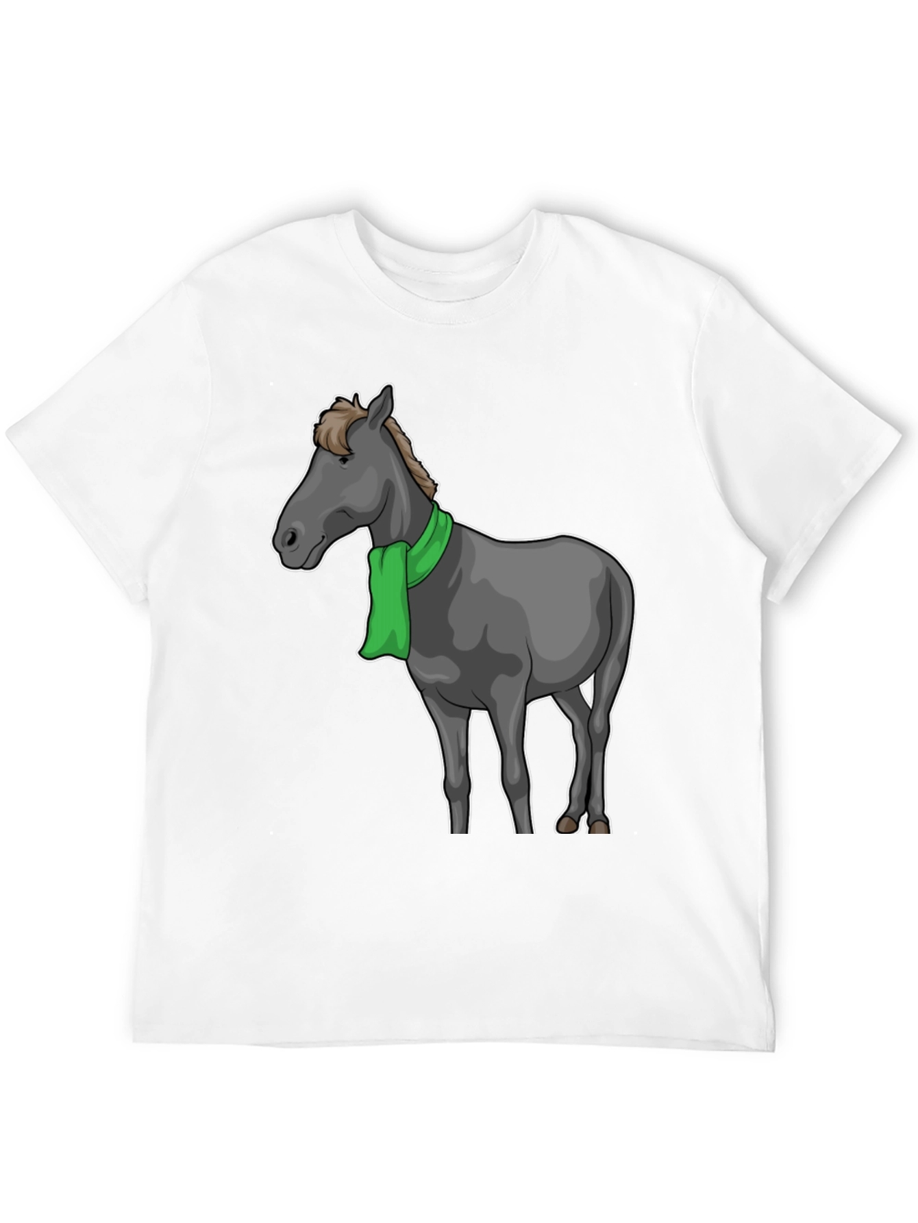 Horse Scarf Graphic Tee - Black Cotton T-Shirt