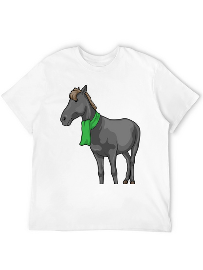 Horse Scarf Graphic Tee - Black Cotton T-Shirt
