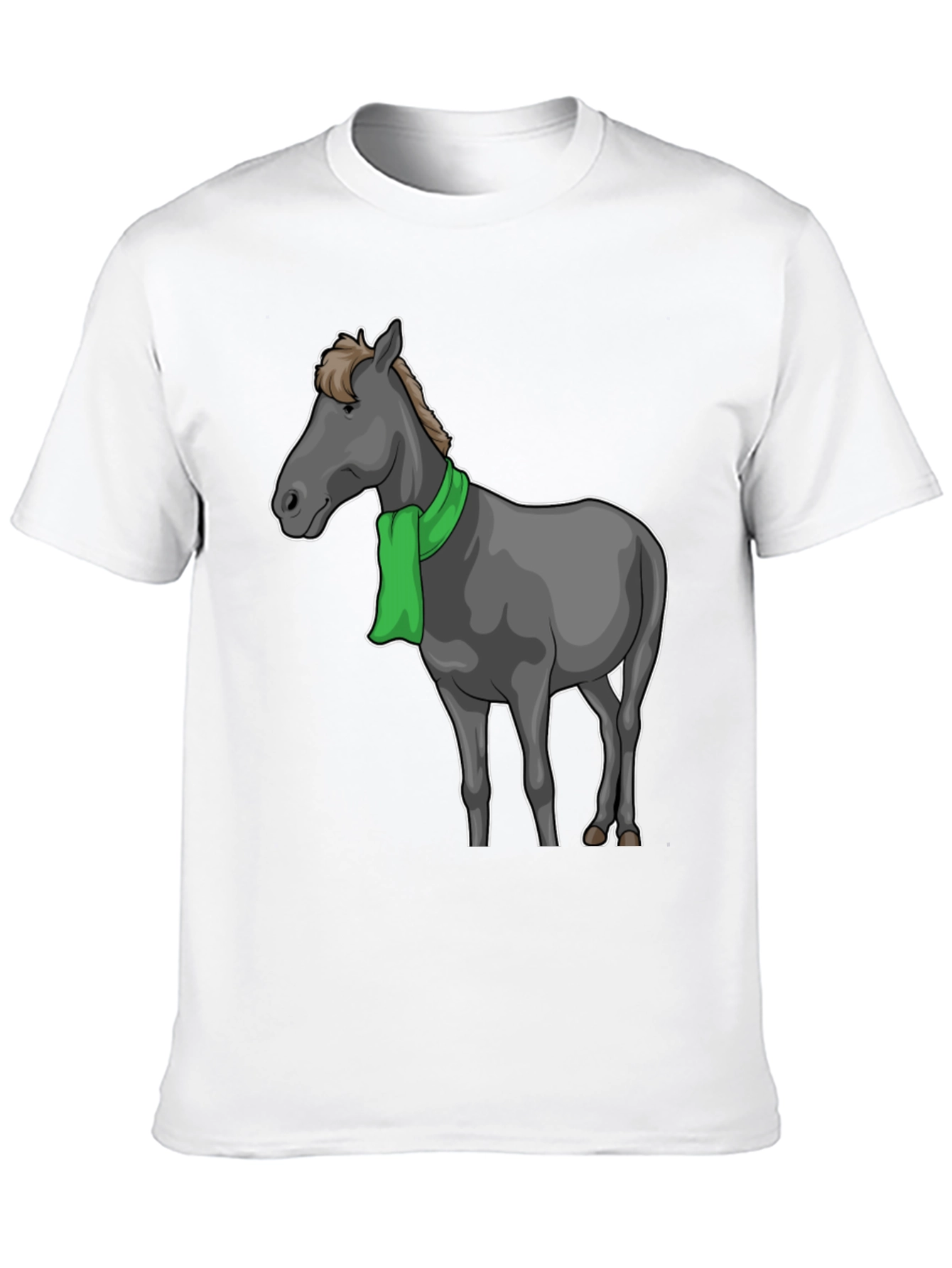 Horse Scarf Graphic Tee - Black Cotton T-Shirt