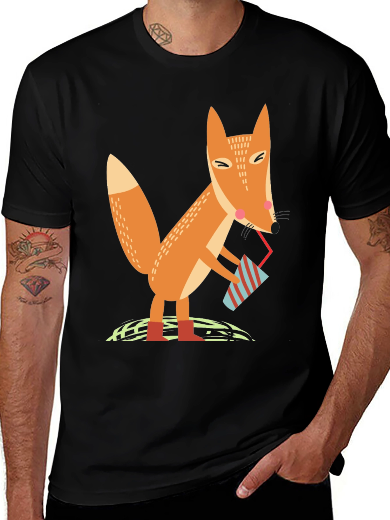 Fox Sipping Drink Graphic Tee - Cool Design T-Shirt