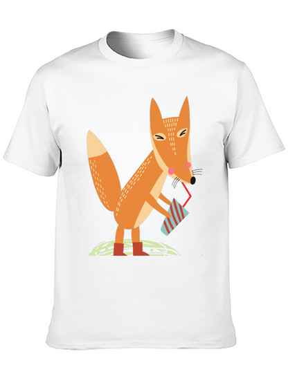 Fox Sipping Drink Graphic Tee - Cool Design T-Shirt