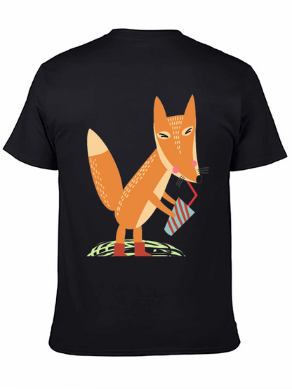 Fox Sipping Drink Graphic Tee - Cool Design T-Shirt