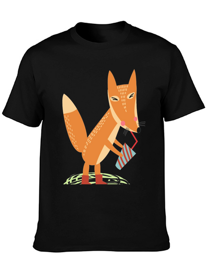 Fox Sipping Drink Graphic Tee - Cool Design T-Shirt