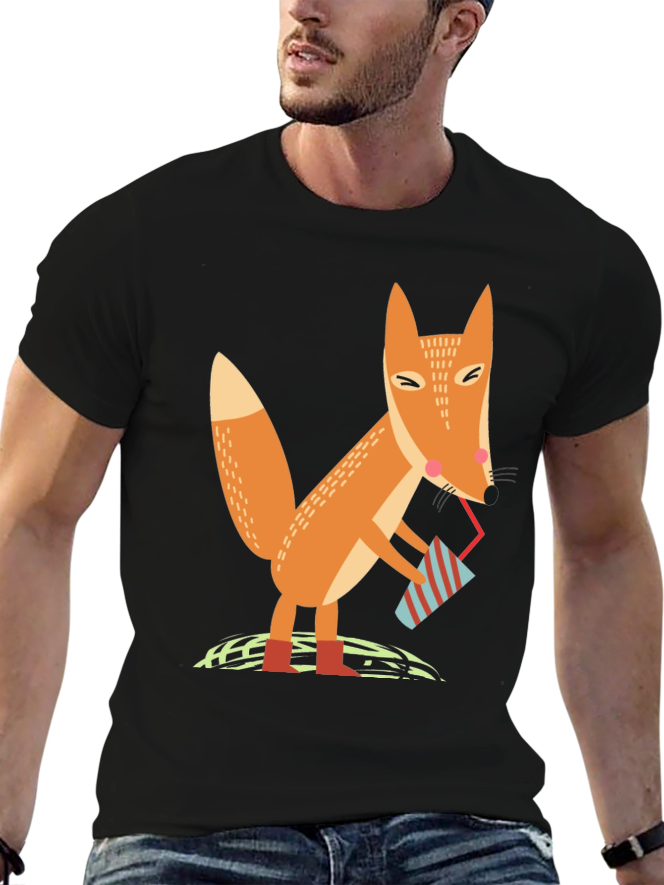 Fox Sipping Drink Graphic Tee - Cool Design T-Shirt