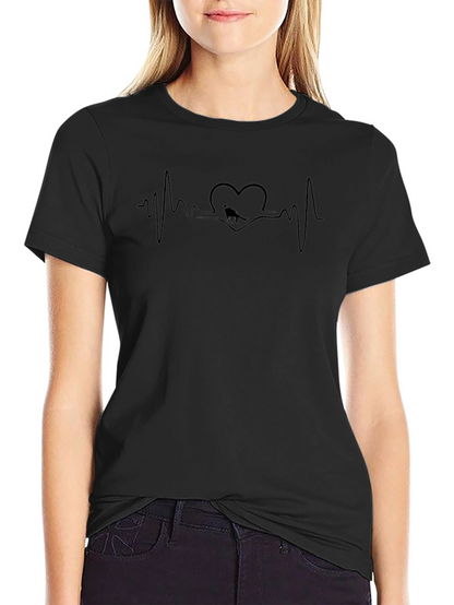 Dinosaur Heartbeat T-Shirt - Black Cotton Tee
