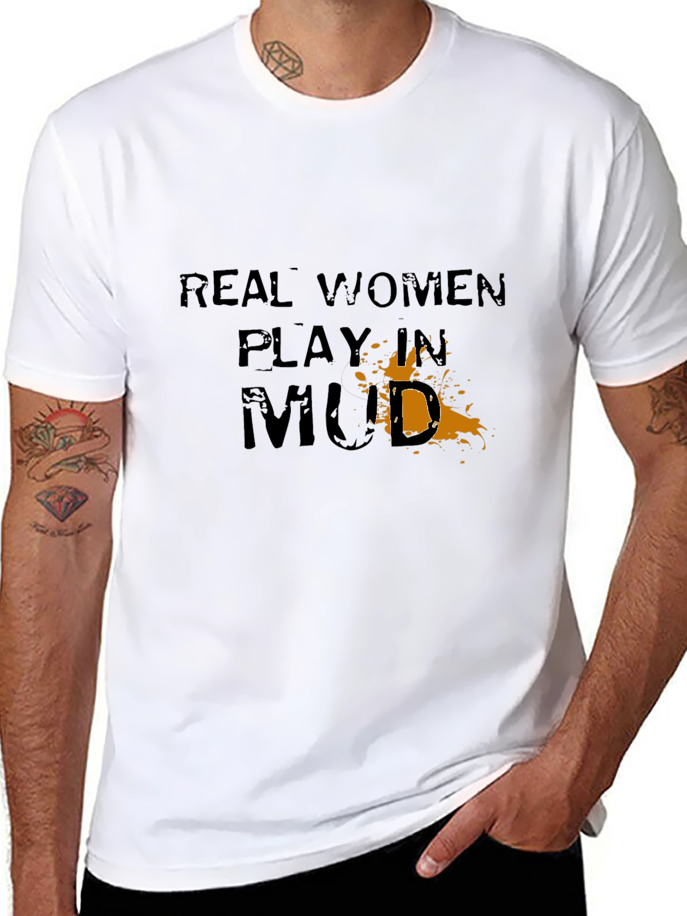 Real Women Play in Mud Graphic Tee - Black