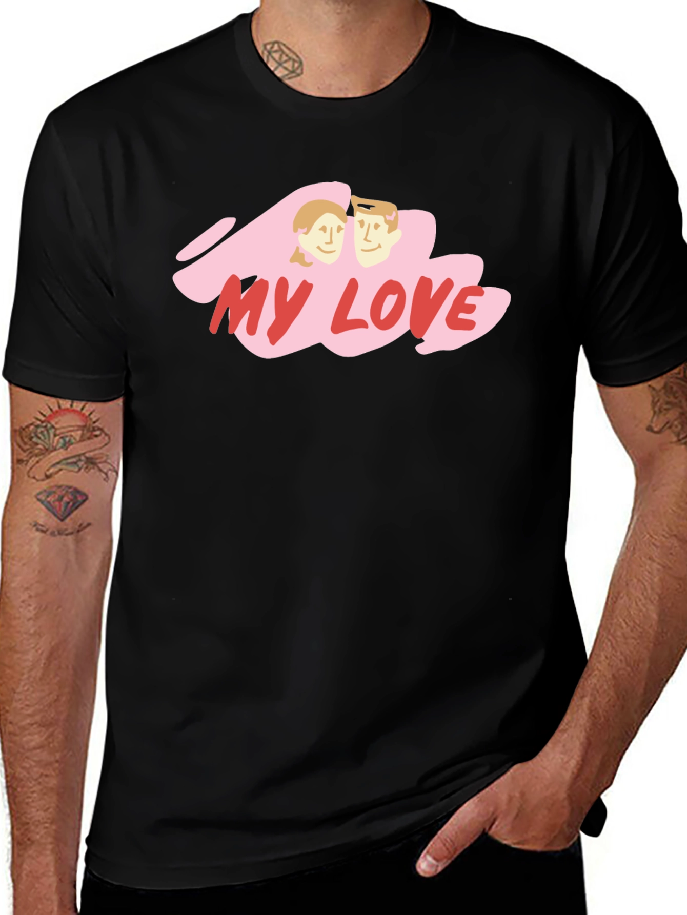 My Love Graphic Tee - Black Cotton Blend