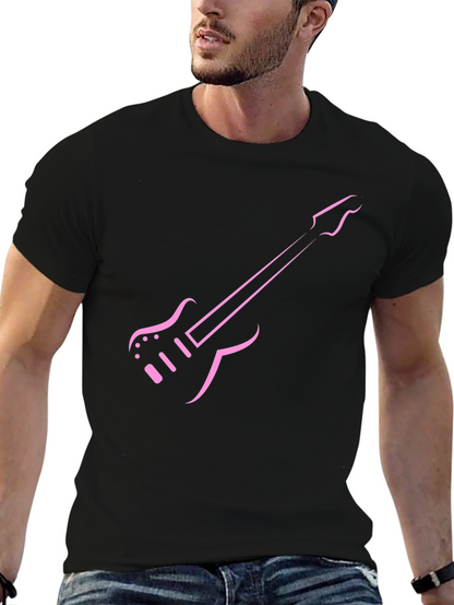 Pink Guitar Graphic Tee - Black T-Shirt
