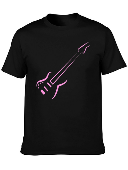 Pink Guitar Graphic Tee - Black T-Shirt
