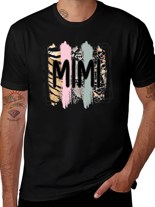 Trendy Mimi Graphic Tee - Animal Print Stripes