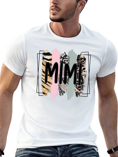 Trendy Mimi Graphic Tee - Animal Print Stripes