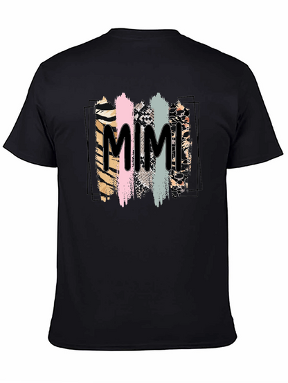 Trendy Mimi Graphic Tee - Animal Print Stripes