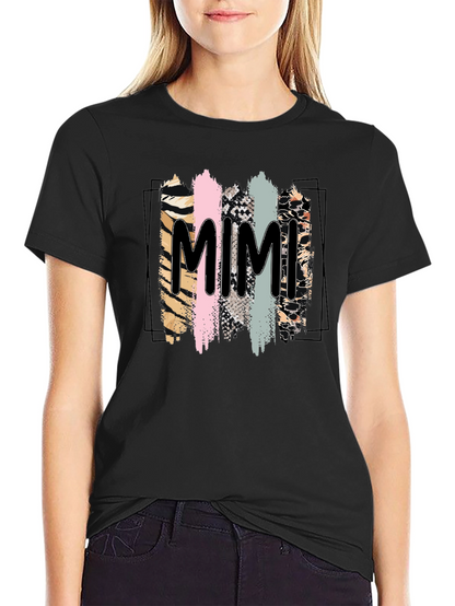 Trendy Mimi Graphic Tee - Animal Print Stripes