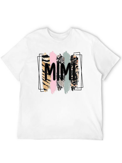 Trendy Mimi Graphic Tee - Animal Print Stripes