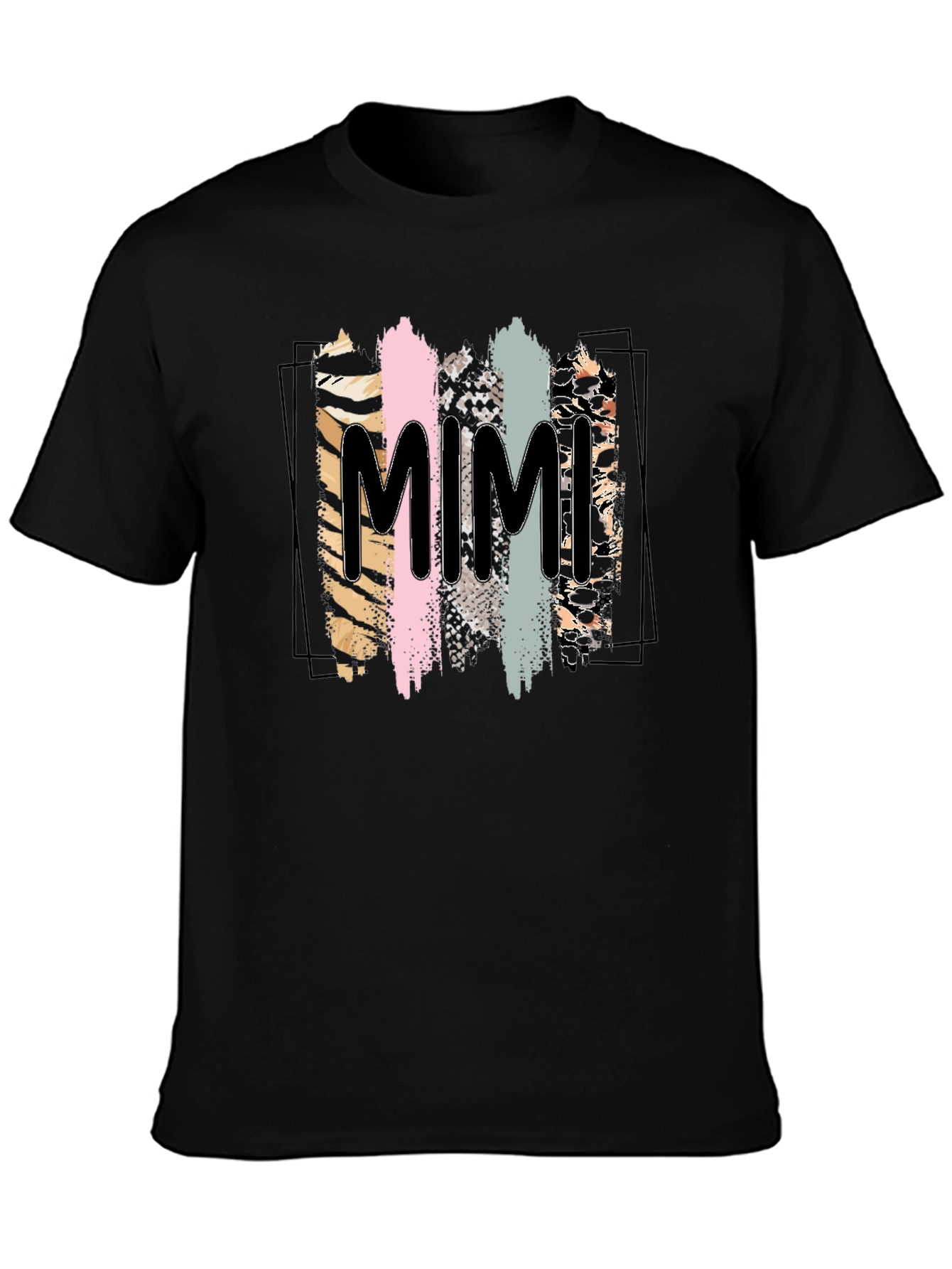 Trendy Mimi Graphic Tee - Animal Print Stripes