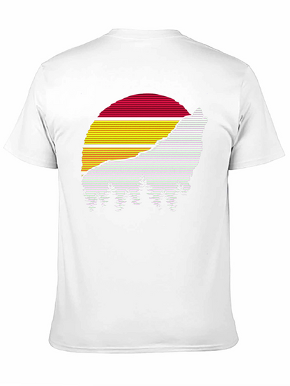Retro Wolf Sunset Graphic Tee - Black Cotton Blend