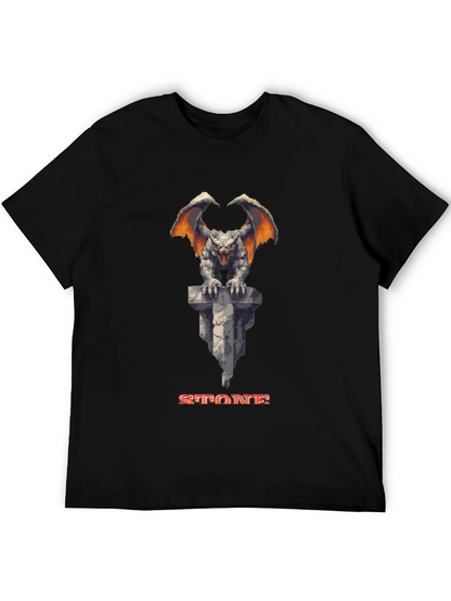 Stone Gargoyle Graphic Tee - Classic Gamer Style