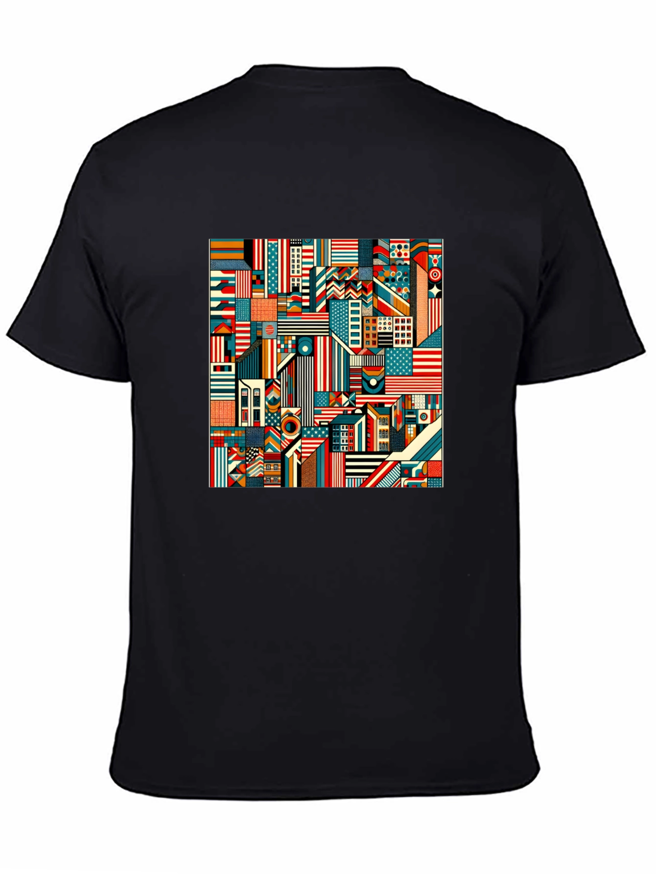 Geometric Americana Graphic Tee - Bold Modern Design
