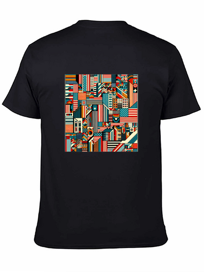 Geometric Americana Graphic Tee - Bold Modern Design
