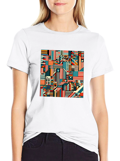 Geometric Americana Graphic Tee - Bold Modern Design