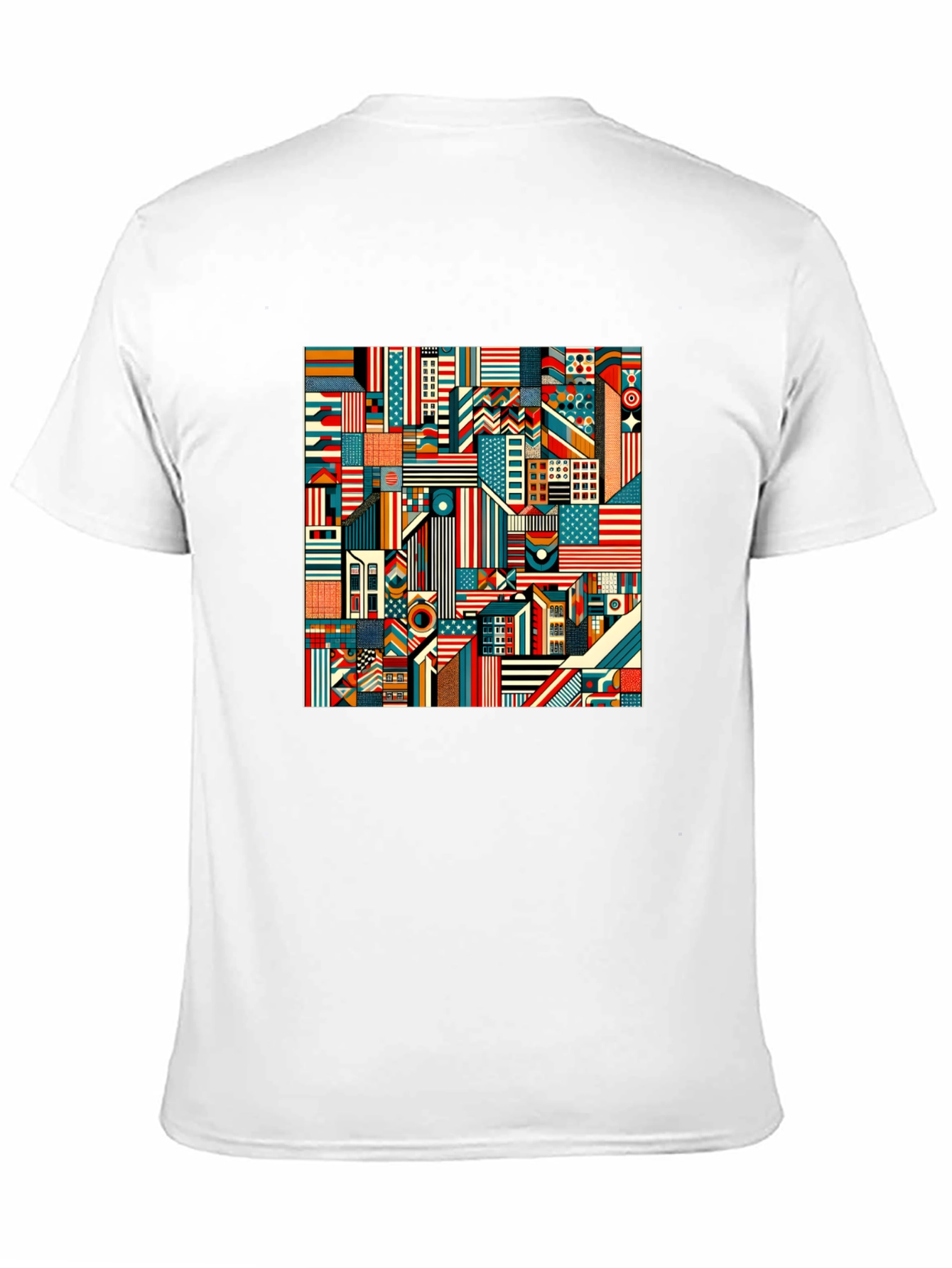 Geometric Americana Graphic Tee - Bold Modern Design