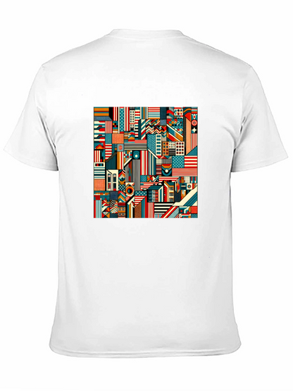 Geometric Americana Graphic Tee - Bold Modern Design