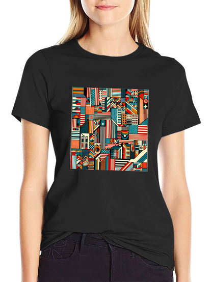 Geometric Americana Graphic Tee - Bold Modern Design