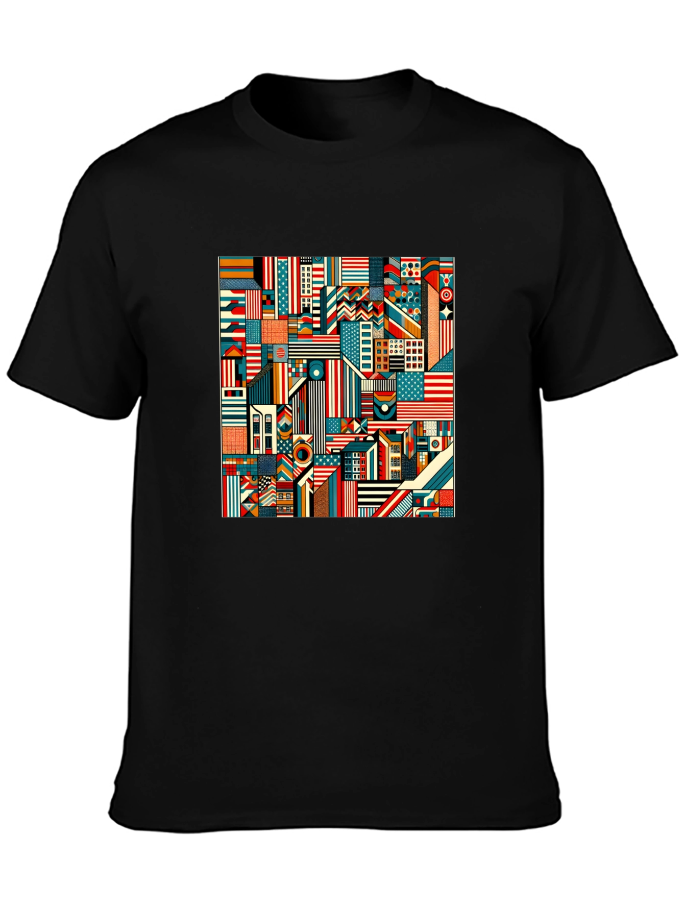 Geometric Americana Graphic Tee - Bold Modern Design
