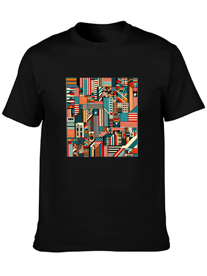 Geometric Americana Graphic Tee - Bold Modern Design