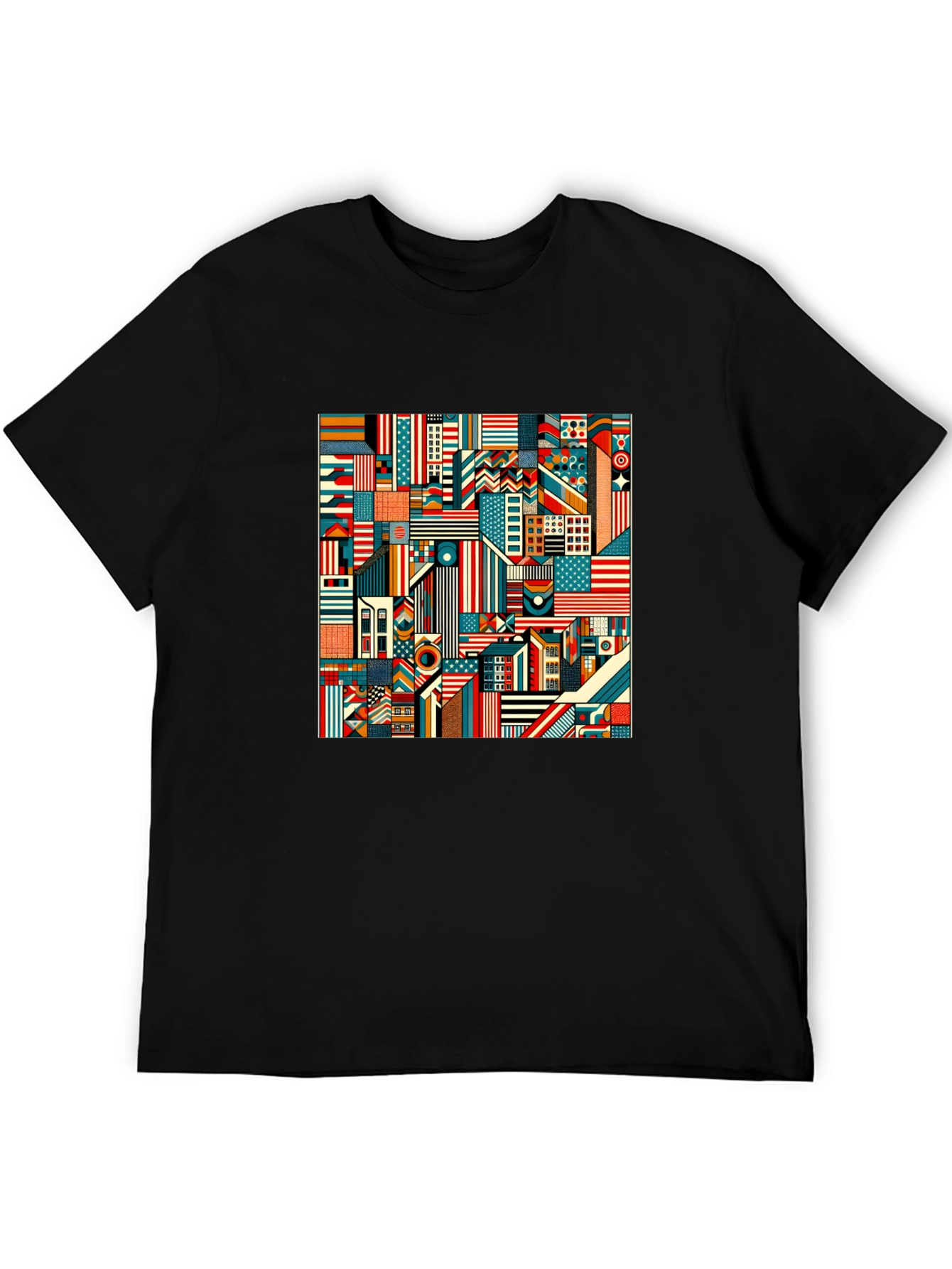 Geometric Americana Graphic Tee - Bold Modern Design