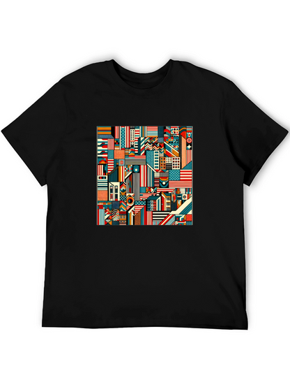 Geometric Americana Graphic Tee - Bold Modern Design