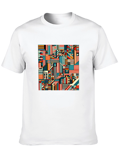 Geometric Americana Graphic Tee - Bold Modern Design