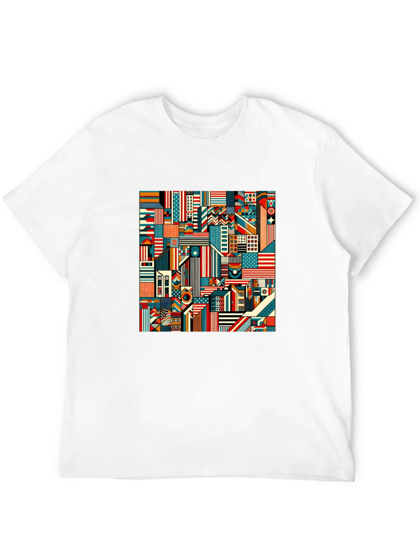 Geometric Americana Graphic Tee - Bold Modern Design