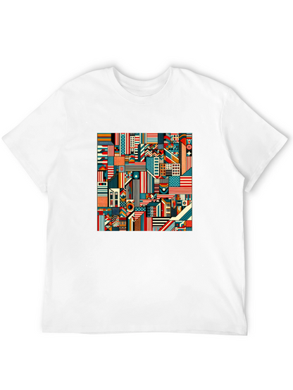 Geometric Americana Graphic Tee - Bold Modern Design