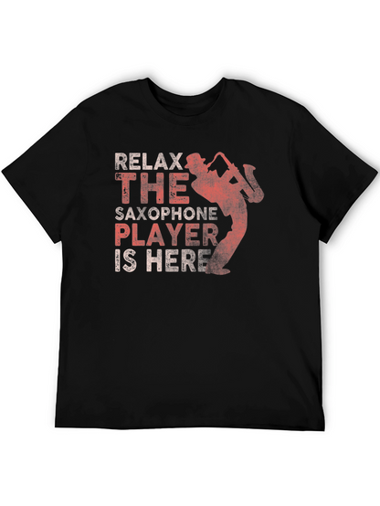 Relax Saxophone Player Graphic Tee - Black