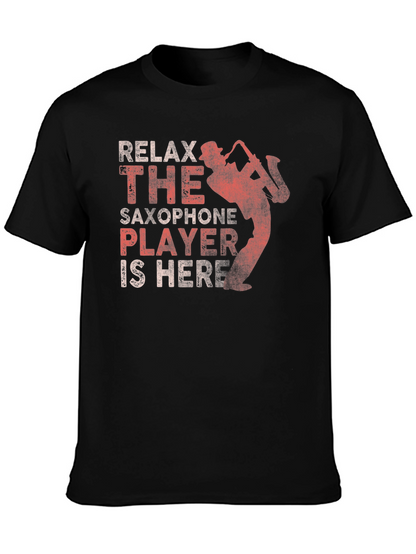 Relax Saxophone Player Graphic Tee - Black