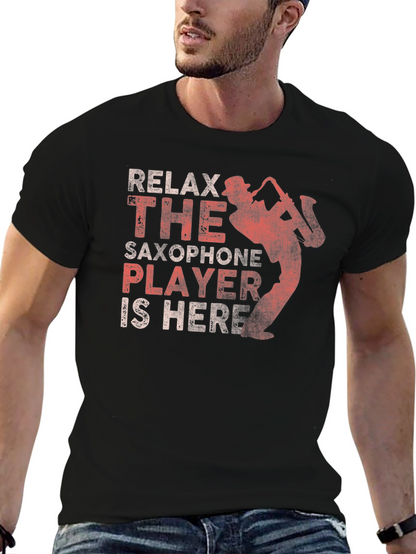 Relax Saxophone Player Graphic Tee - Black