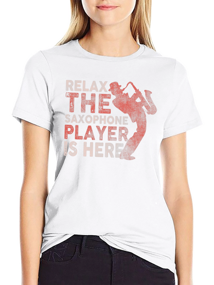 Relax Saxophone Player Graphic Tee - Black