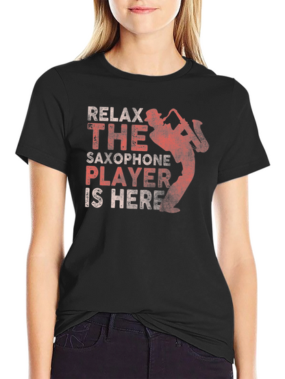 Relax Saxophone Player Graphic Tee - Black