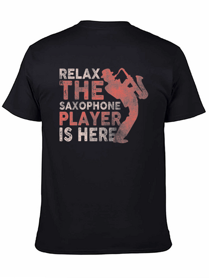 Relax Saxophone Player Graphic Tee - Black