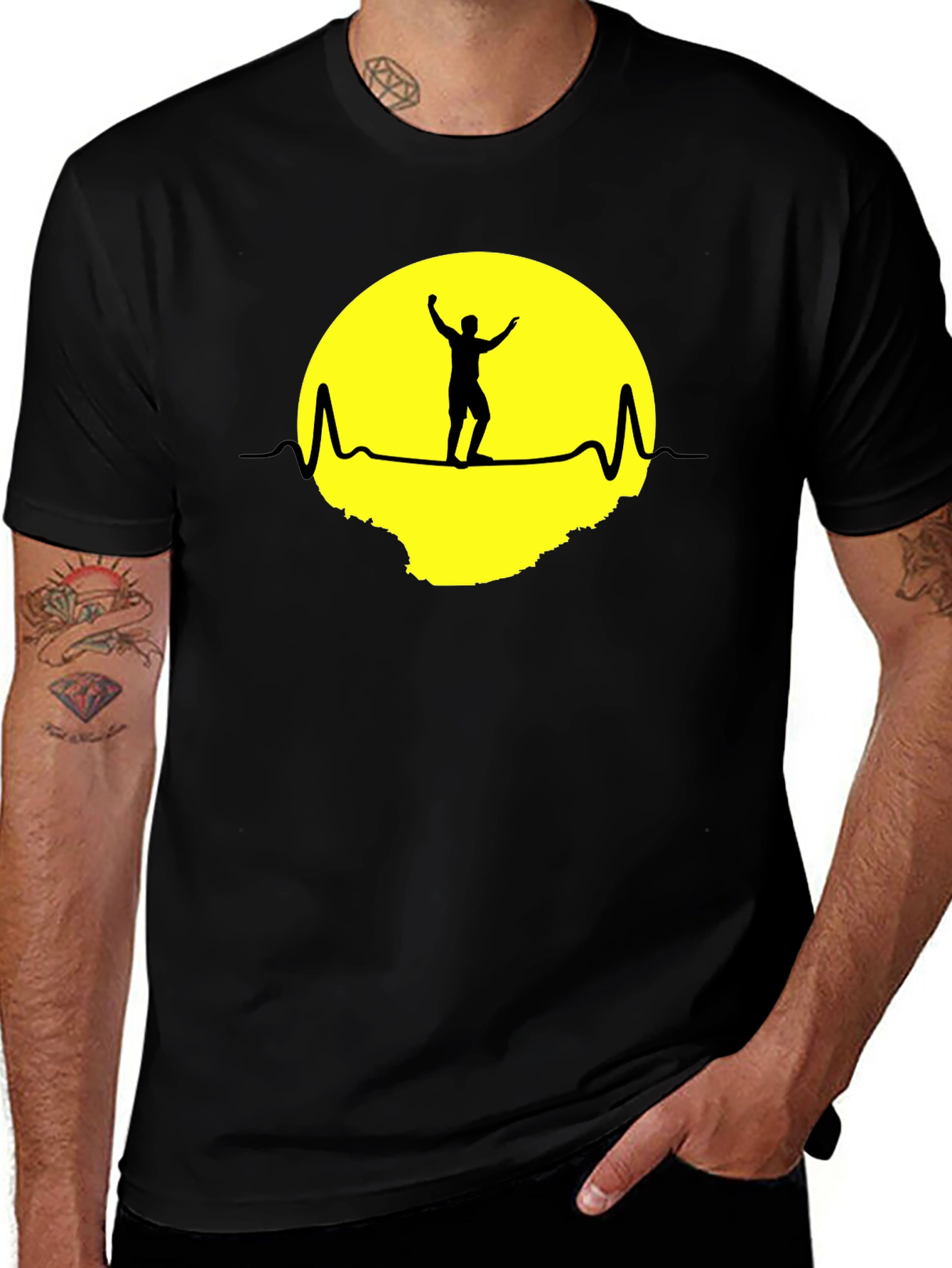 Heartbeat Man Silhouette Graphic Tee