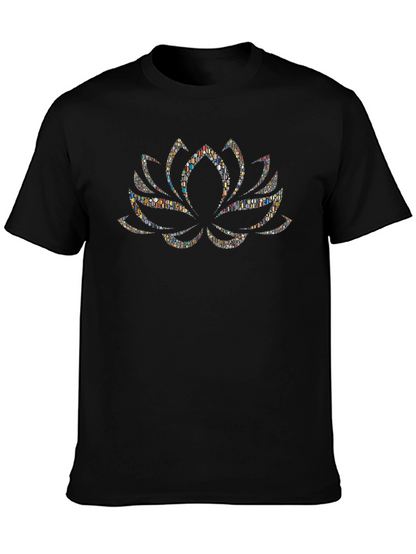 Lotus Flower Graphic Black T-Shirt