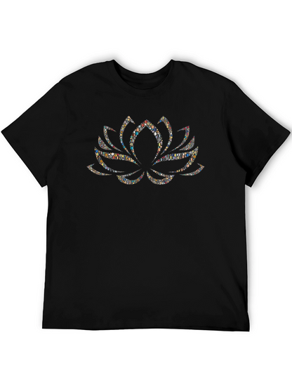 Lotus Flower Graphic Black T-Shirt