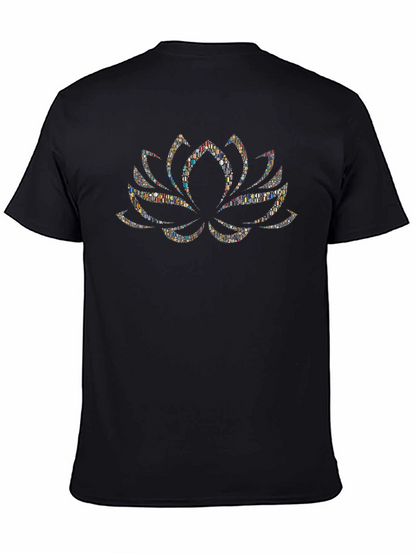 Lotus Flower Graphic Black T-Shirt