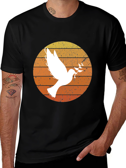 Peace Dove Graphic T-Shirt - Retro Sunset Design