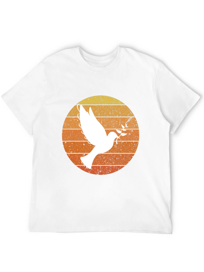 Peace Dove Graphic T-Shirt - Retro Sunset Design